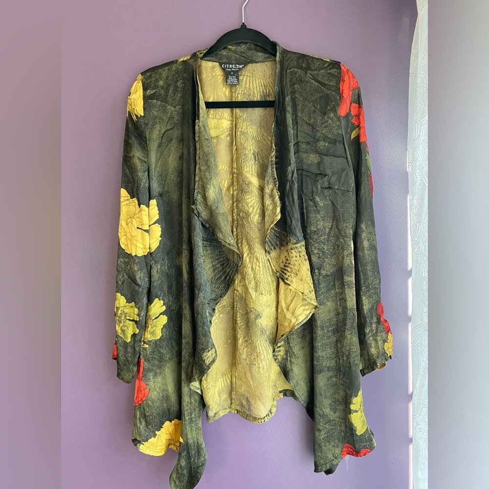 Silk-Blend Open Kimono artisan unique design